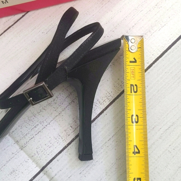 BCBGirls Black Satin Ankle Strap Sandals - Size 8 - Picture 14 of 14